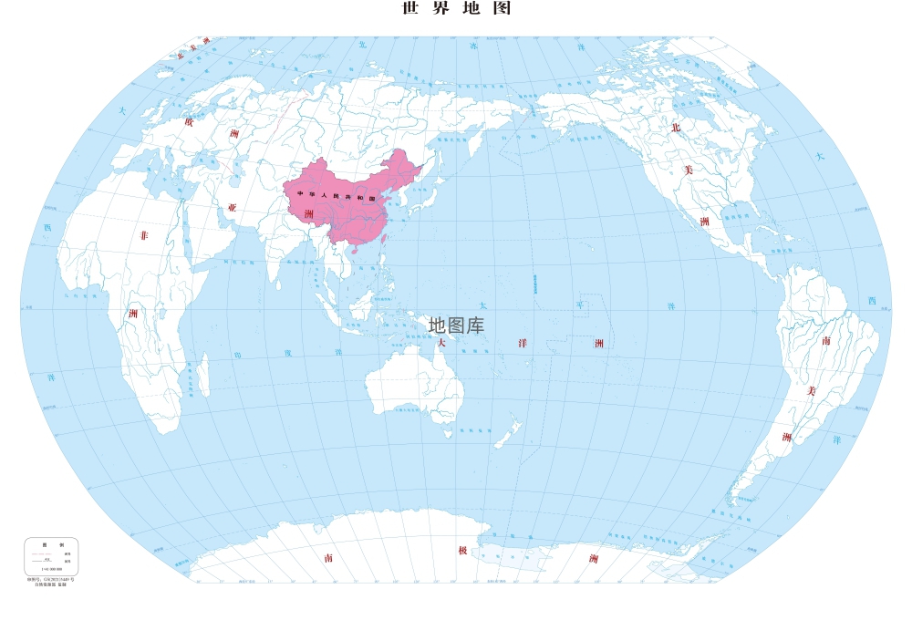 世界地图中国突出版-对开轮廓图_图1