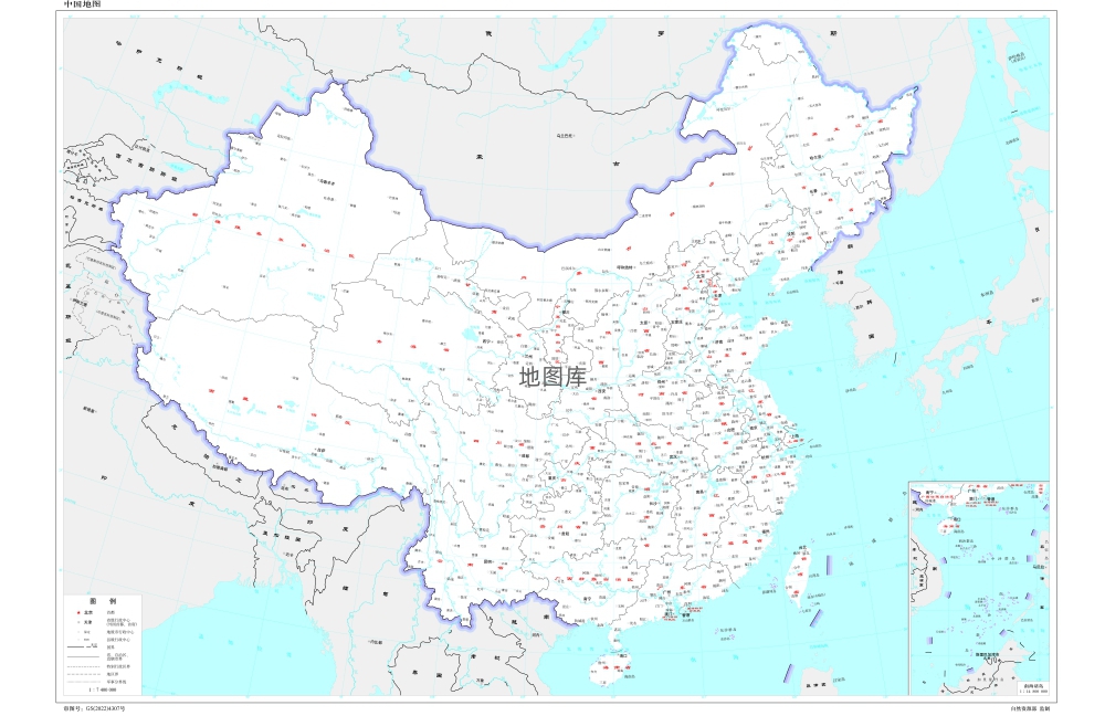 中国地图带城市-界线版 有邻国 有河流_图1