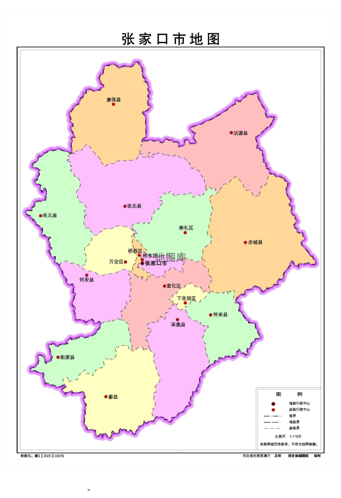 河北张家口地图、水系交通版、地势版地图_图3