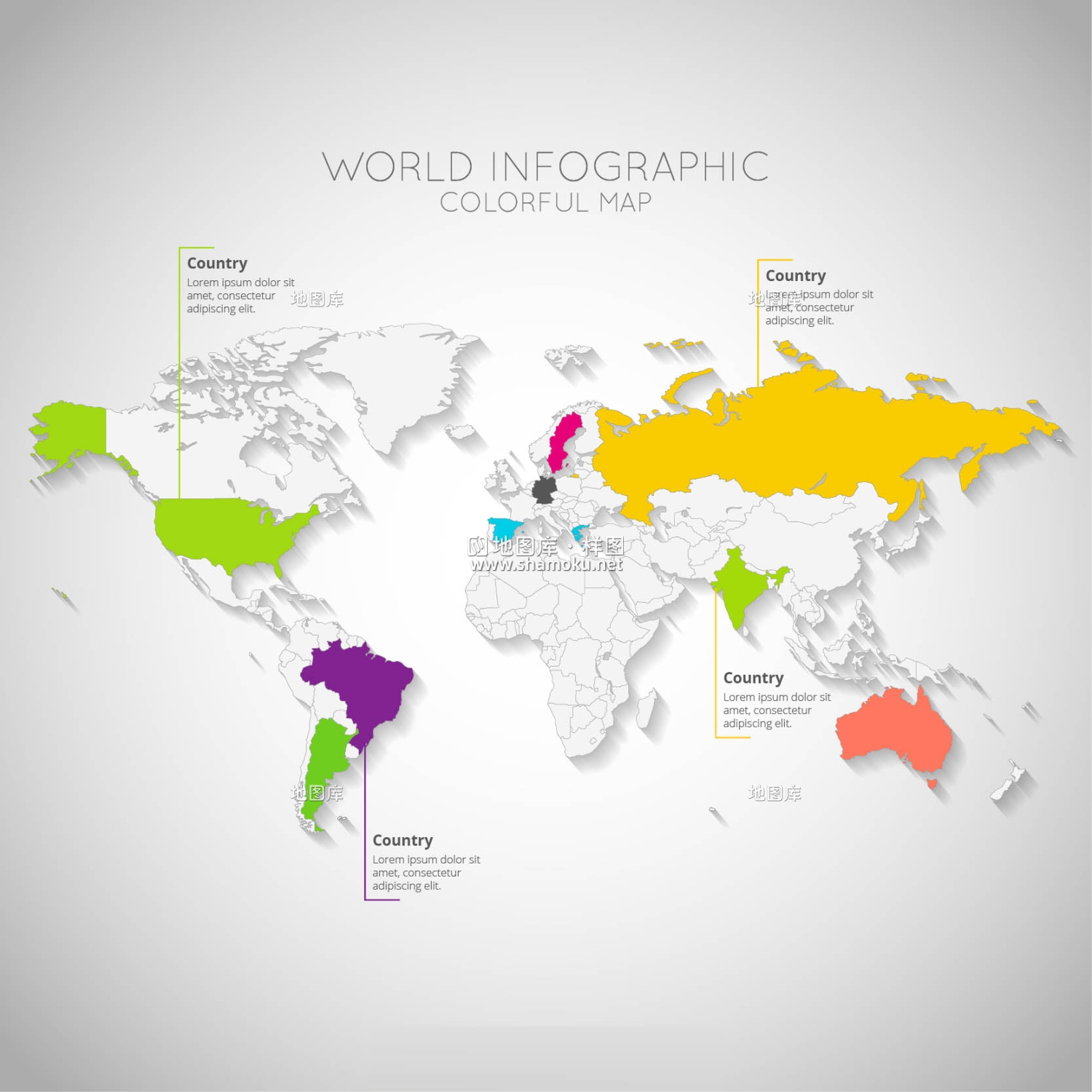 世界矢量地图灰底色可编辑可作分析地图_图1
