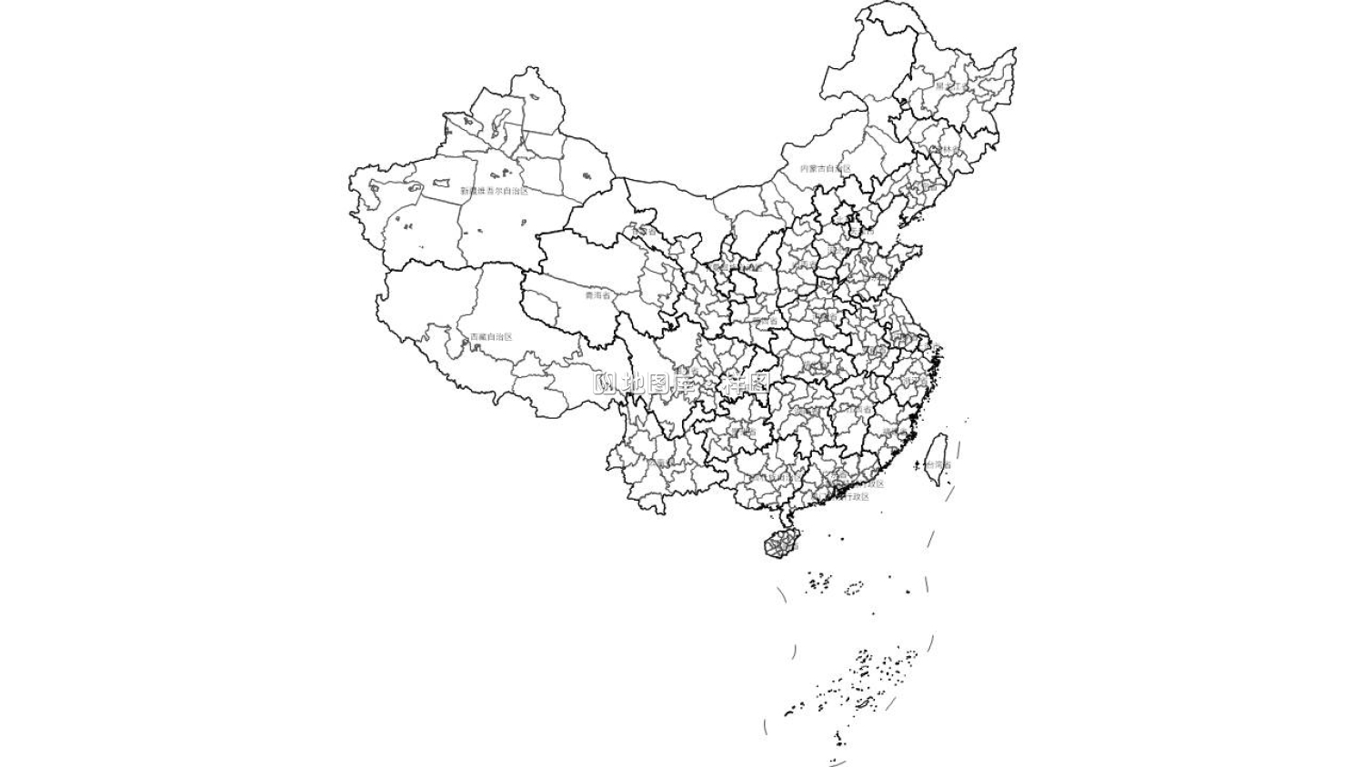 中国边界地图PPT、SVG格式边界地图全图高清版_图3