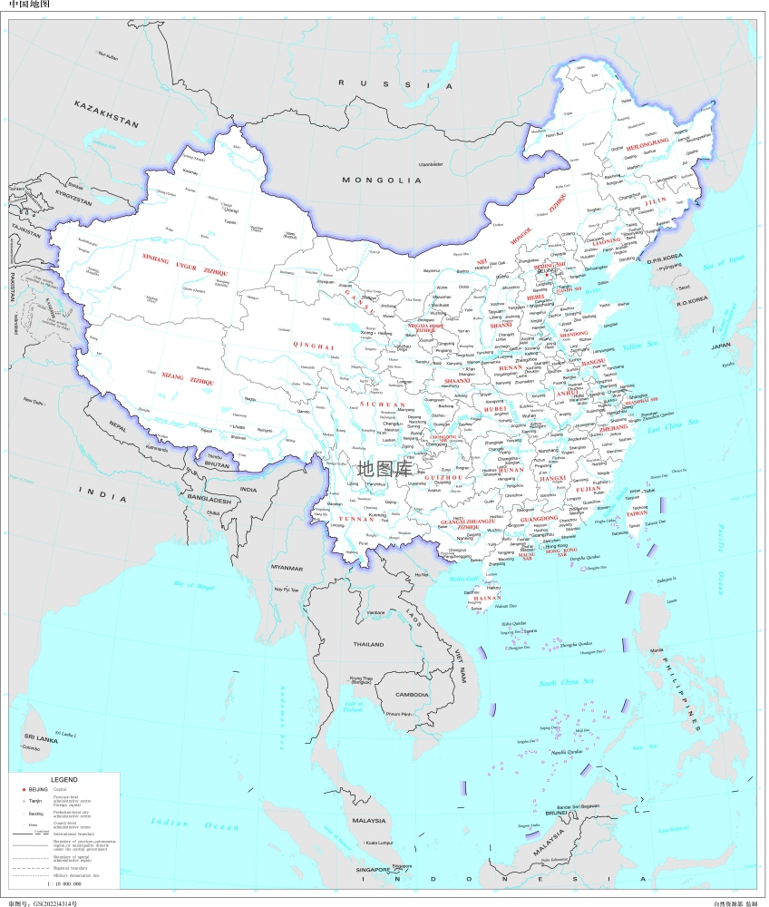 国内能用的英文版中国地图-界线版 有邻国_图1
