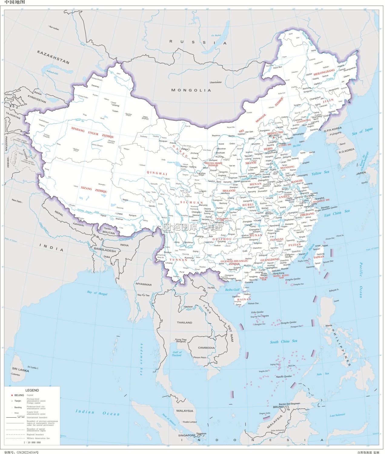 国内能用的英文版中国地图-界线版 有邻国_图1