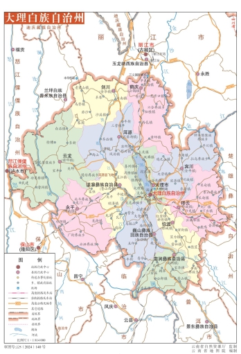 云南大理州地图完整版大图eps矢量地图全图