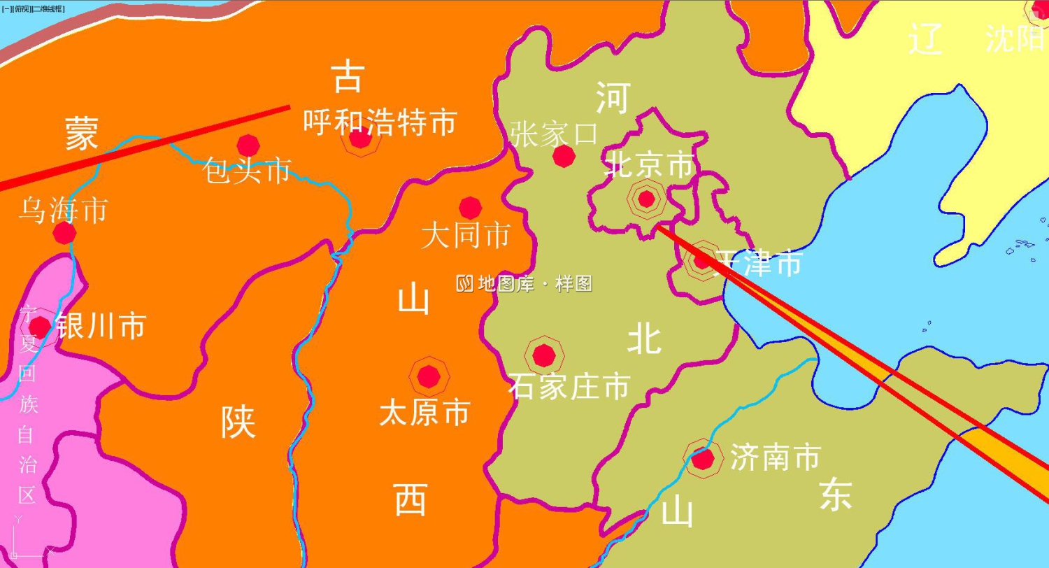 中国地图全区域（带地名路网水系）CAD版完整版_图5