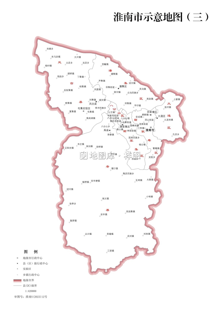 安徽淮南市示意地图_淮南轮廓地图_图3