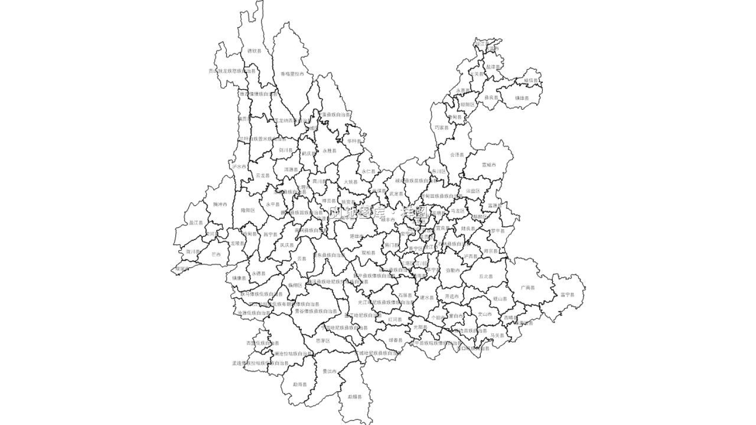 云南矢量边界轮廓地图-PPT、SVG矢量格式可编辑_图1