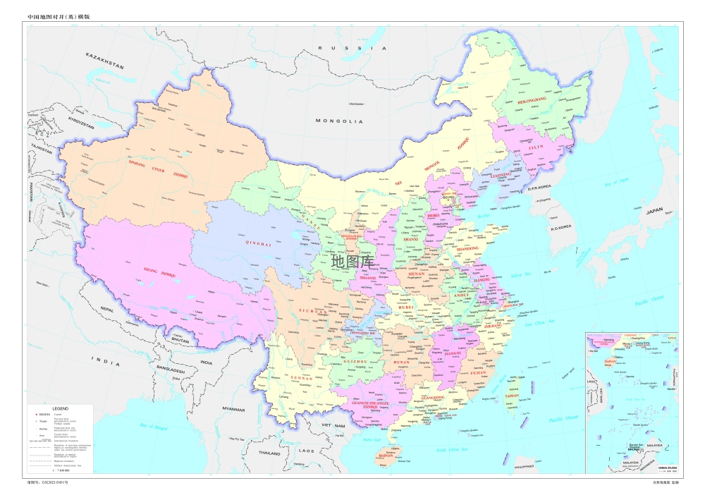 中国地图英文版高清下载_横版_图1