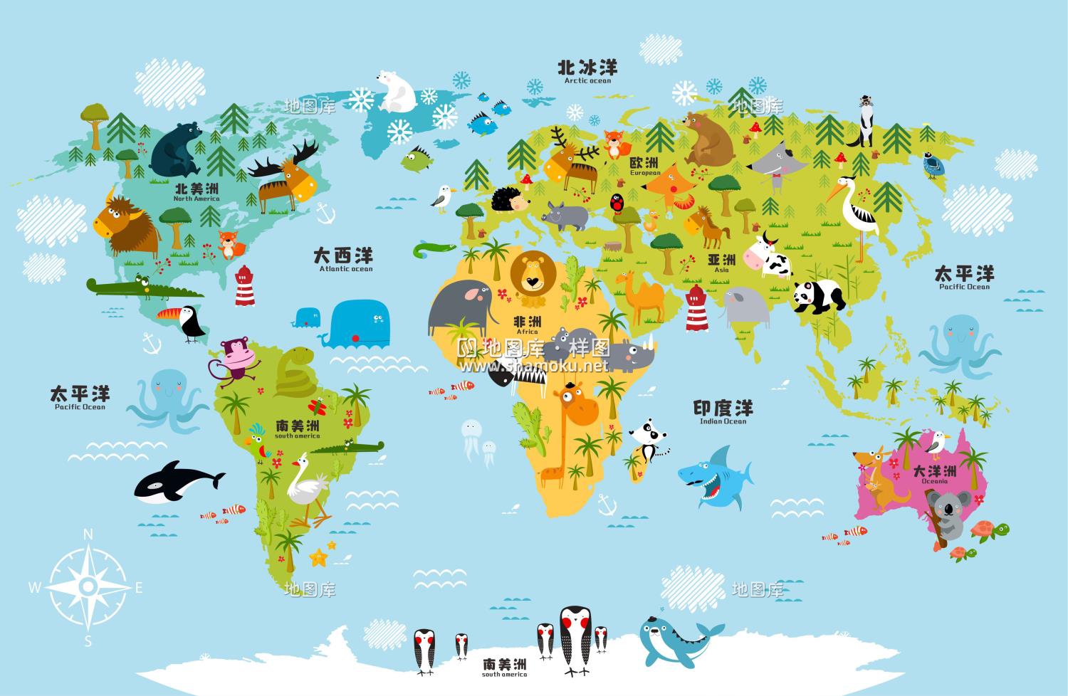十款儿童卡通世界矢量地图源文件（AI/CDR格式）_图7