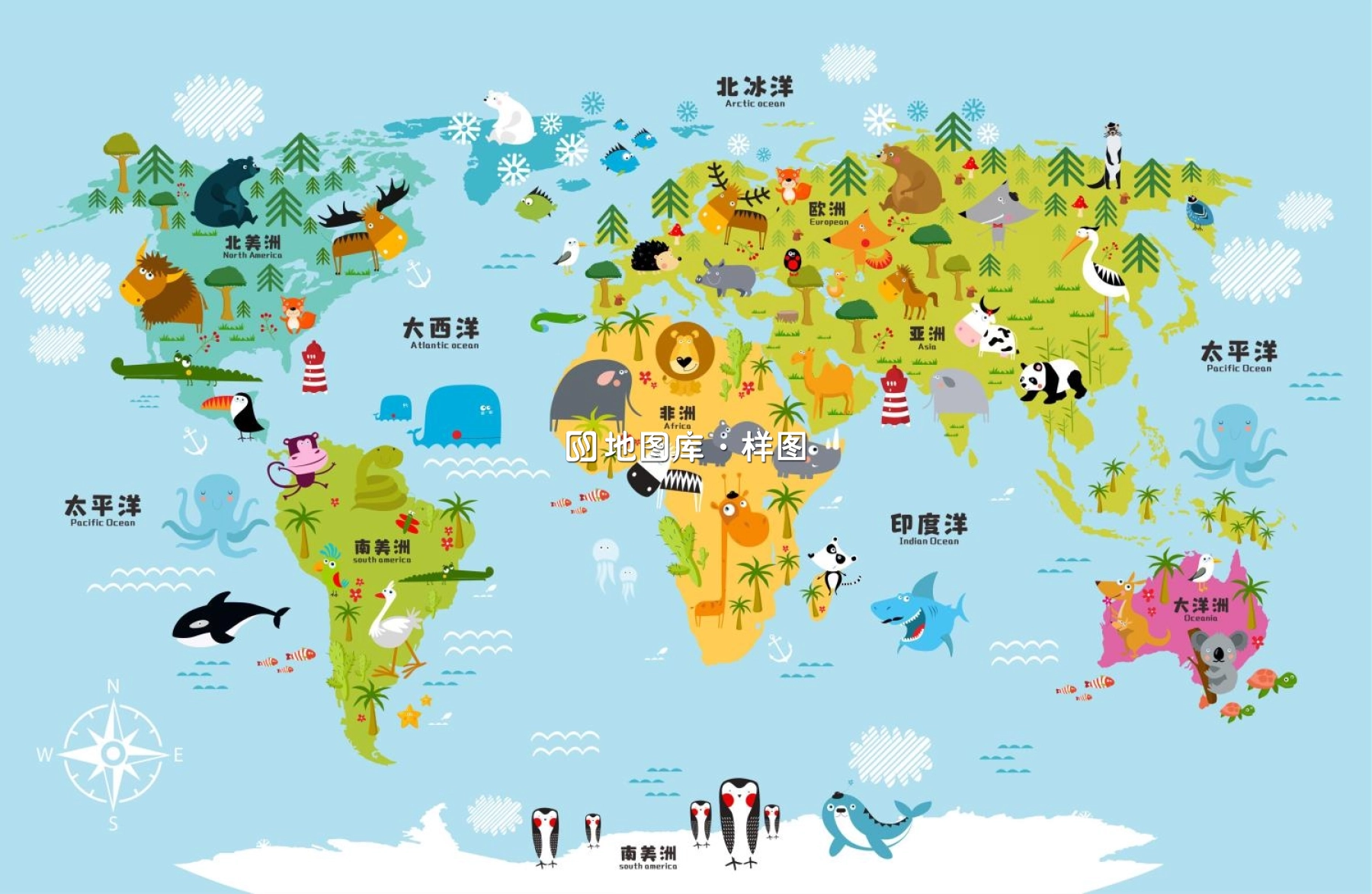 十款儿童卡通世界矢量地图源文件（AI/CDR格式）_图7
