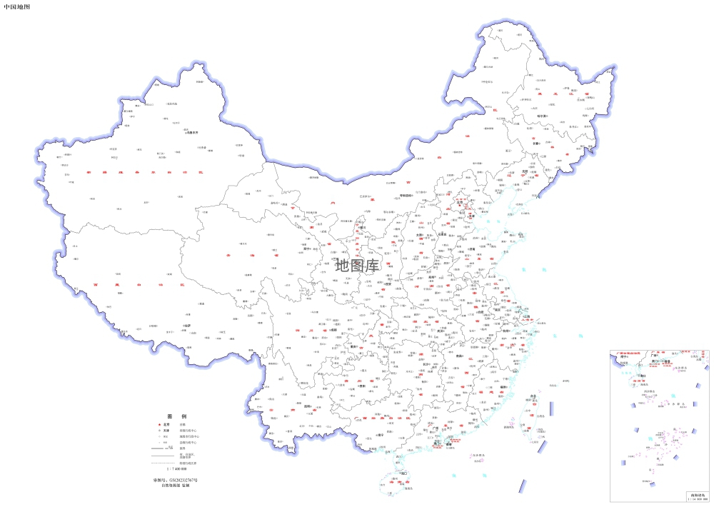 中国地图白色底图-界线版 无邻国 无河流_图1