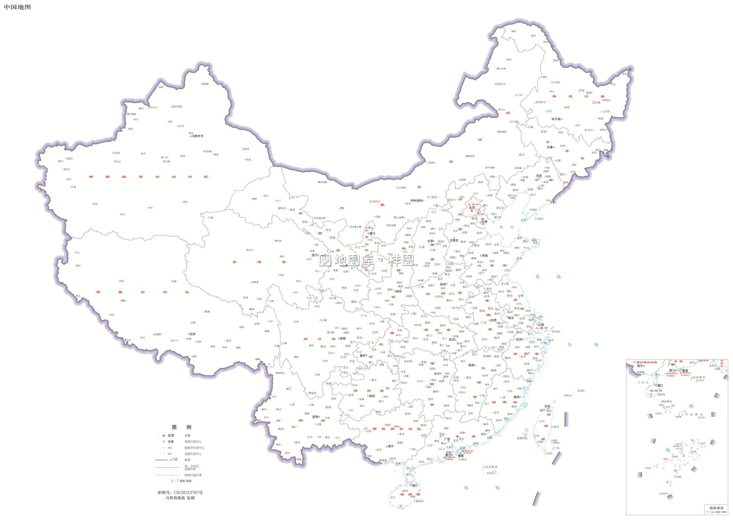 中国地图白色底图-界线版 无邻国 无河流_图1