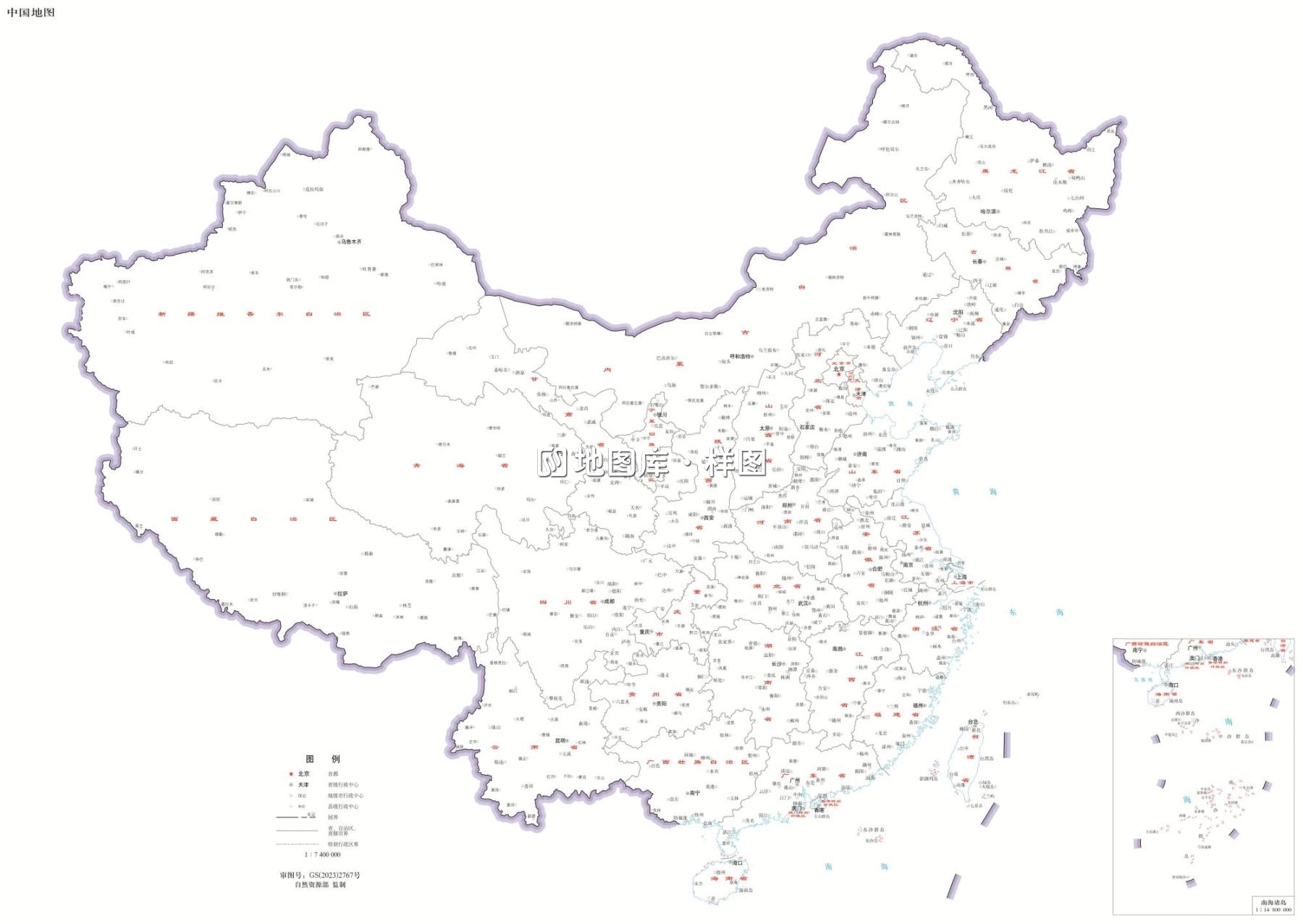 中国地图白色底图-界线版 无邻国 无河流_图1