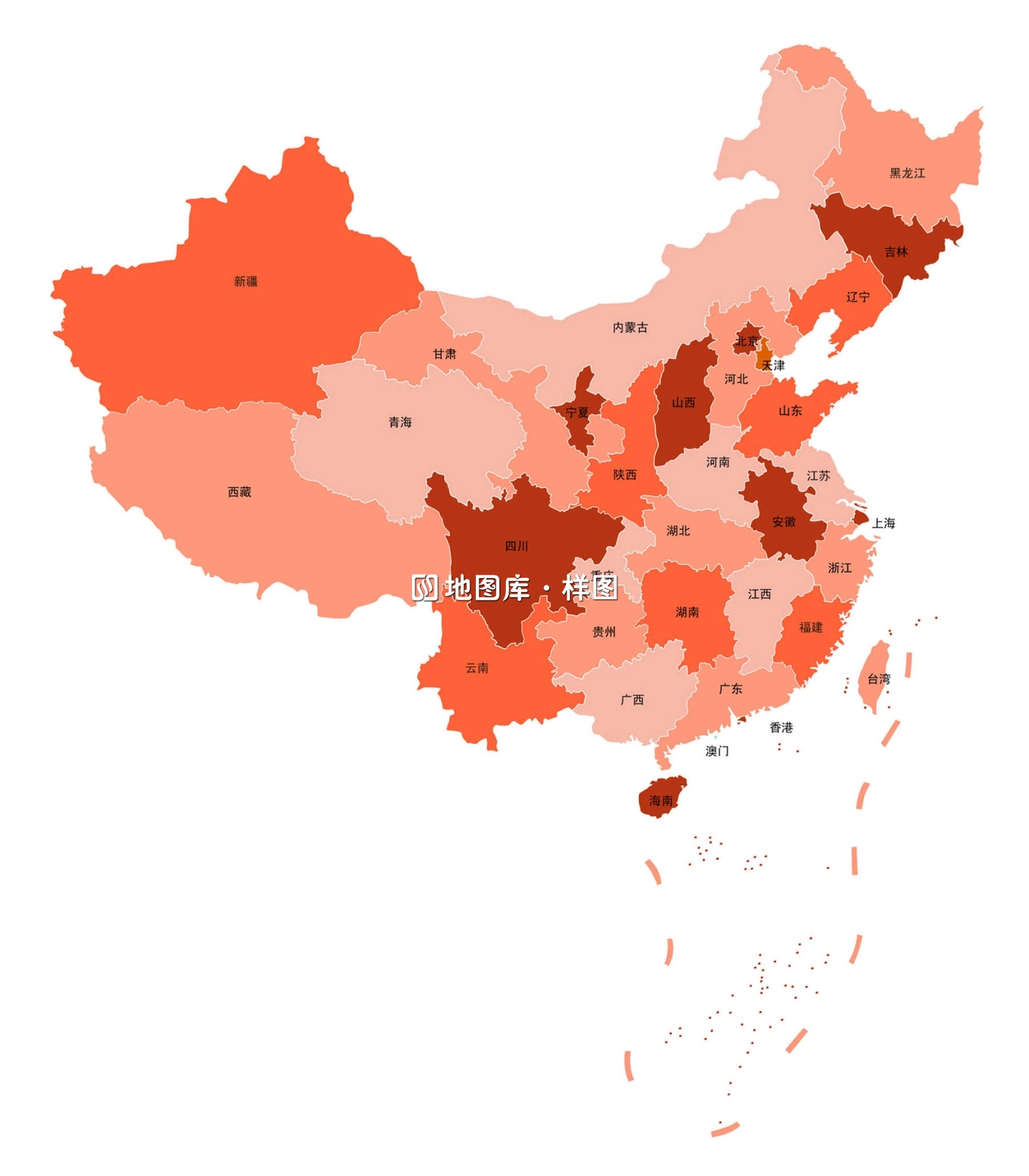 中国地图PPT矢量地图十段线精细边界_图1