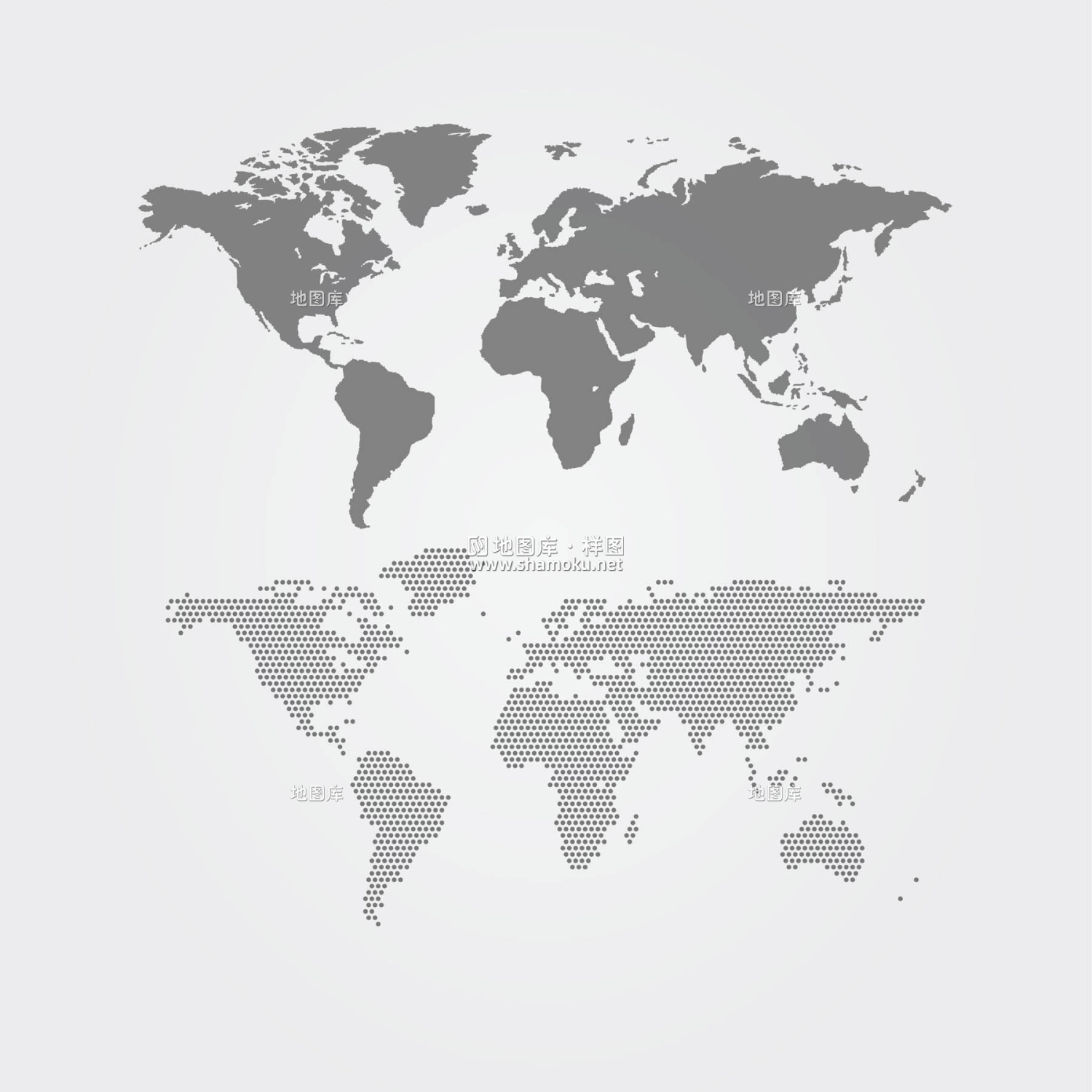 灰色调矢量世界地图（可改文字改颜色增删内容）_图1