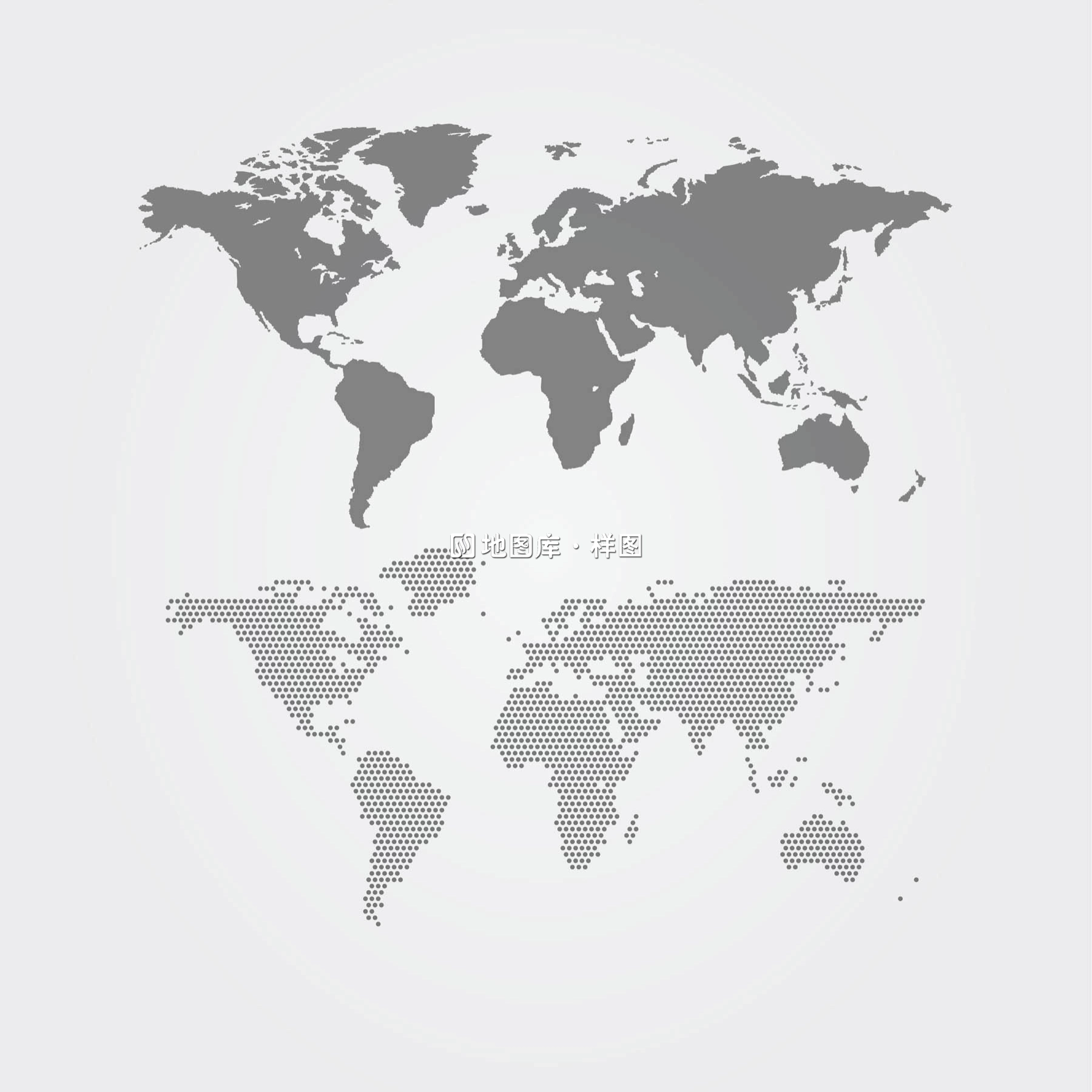 灰色调矢量世界地图（可改文字改颜色增删内容）_图1