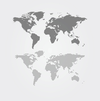 灰色调矢量世界地图（可改文字改颜色增删内容）