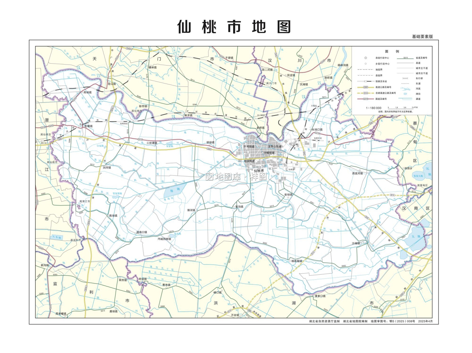 湖北仙桃市地图详细高清版大图_图1