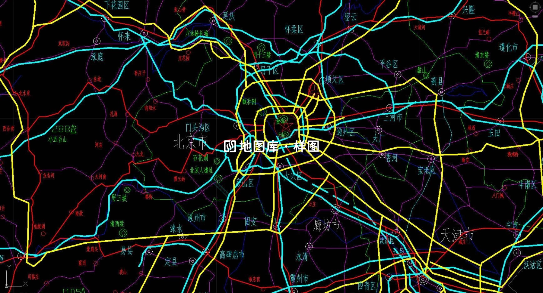 中国地图全区域（带地名路网水系）CAD版完整版_图3