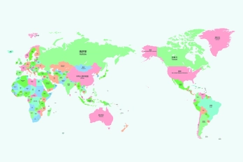 世界地图矢量源文件（包含cdr、ai、jpg格式）可放大下载