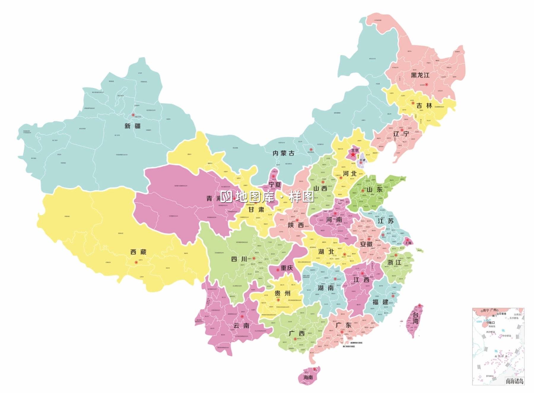 中国地图带市级名地图矢量素材设计文件（概念省界）_图1