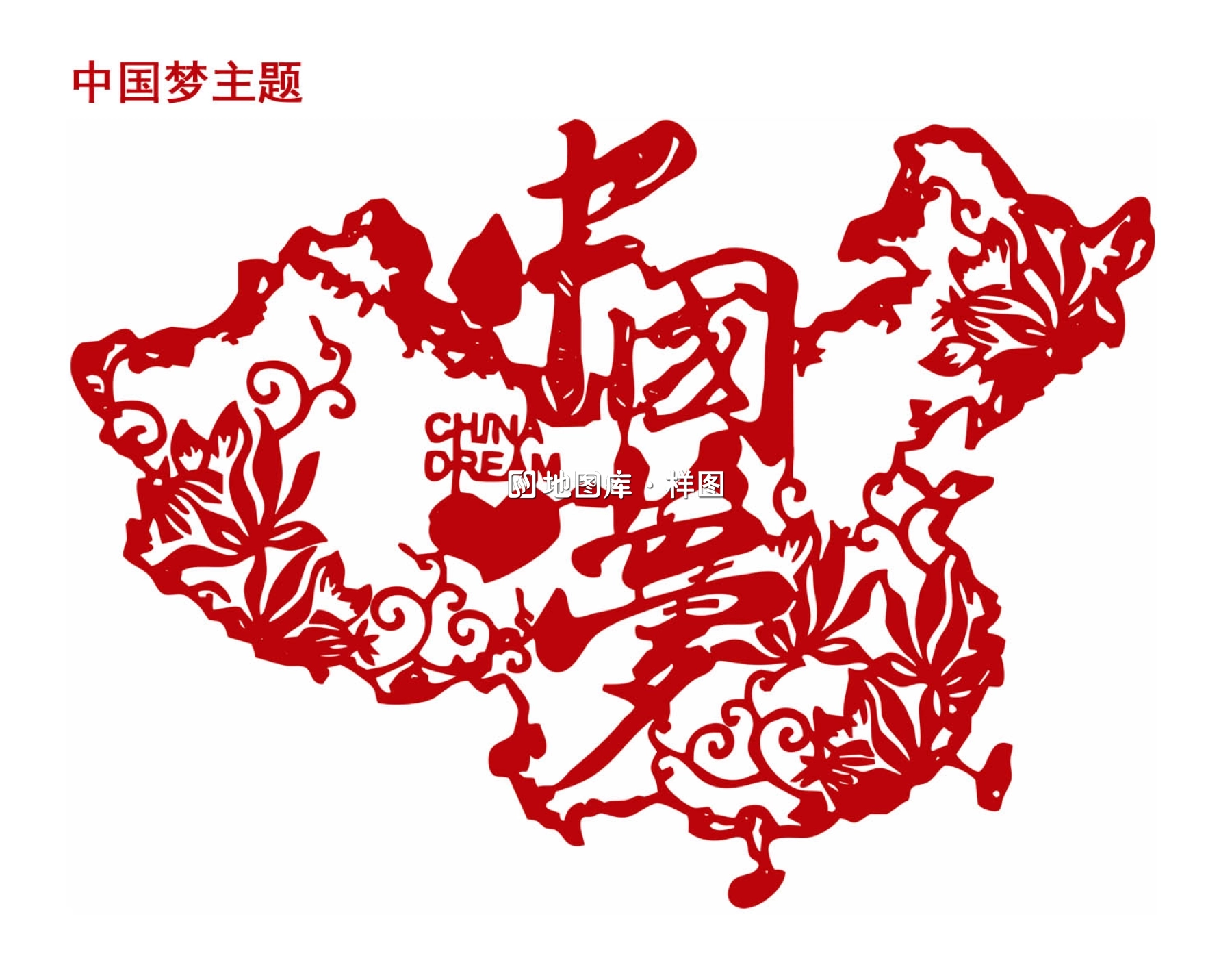 四种主题中国剪纸地图矢量格式_地图剪纸轮廓打印、雕刻_图5