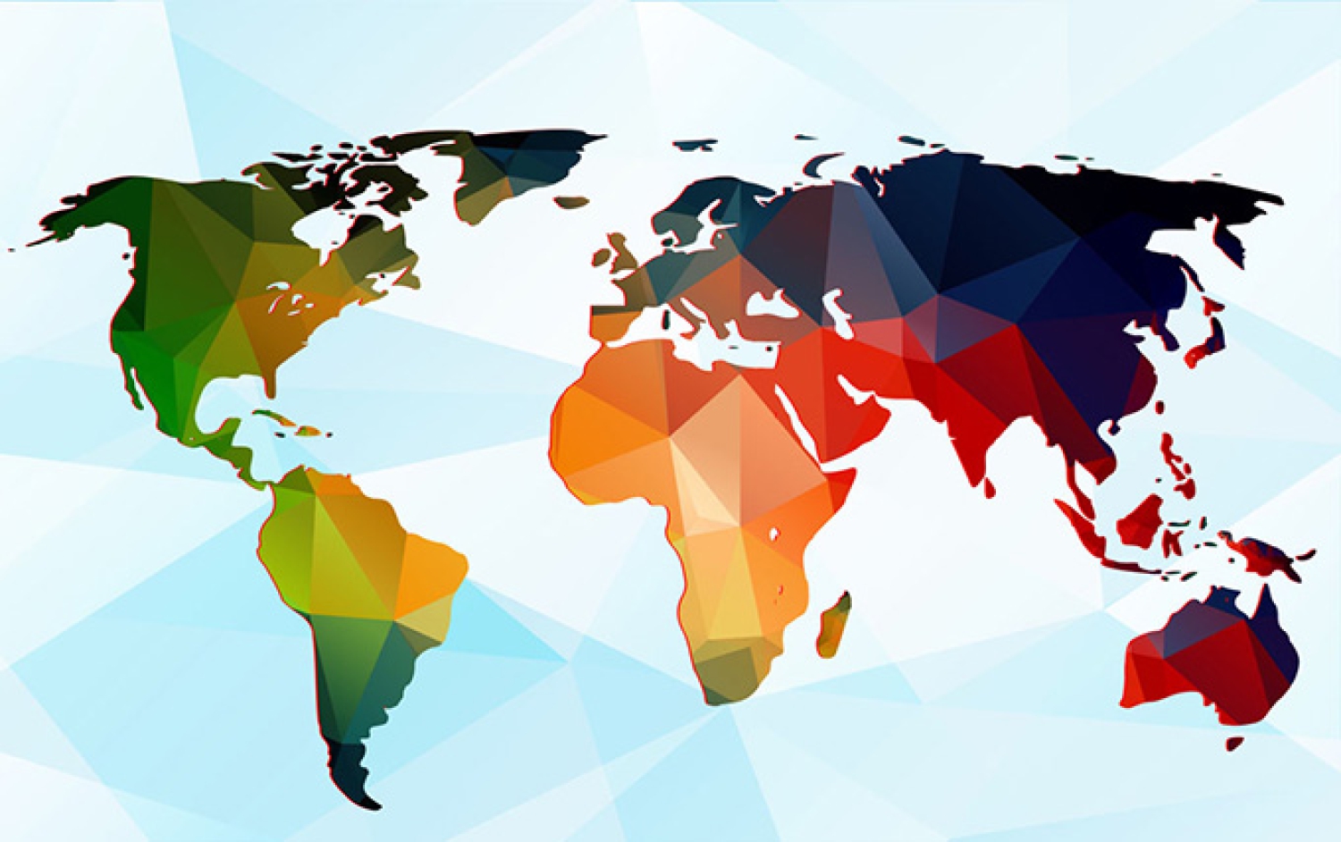 七款世界矢量地图炫彩几何拼接可编辑_图8