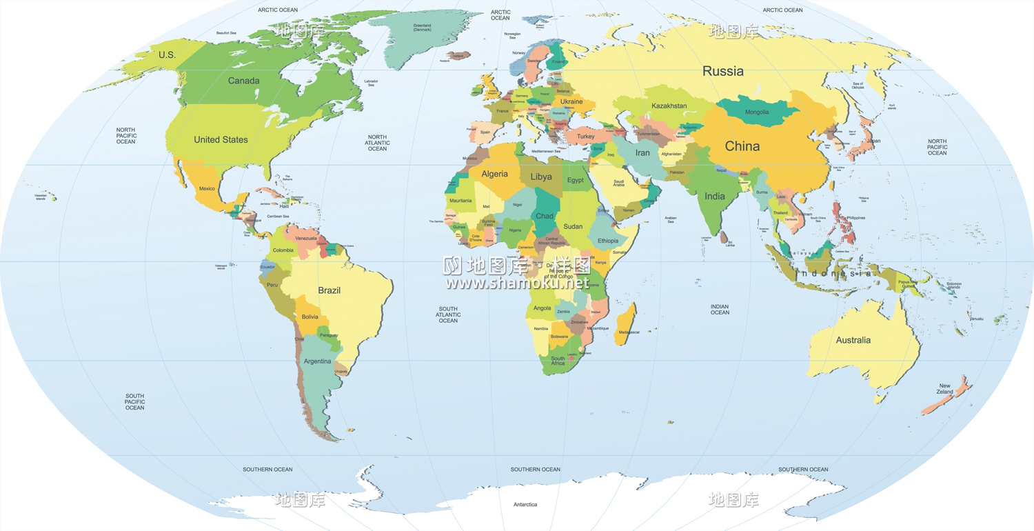 五款矢量世界地图_可随意编辑改色改文字_图5