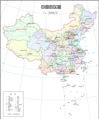 中国地图四种主题：交通图、地形图、水系图、行政划分图