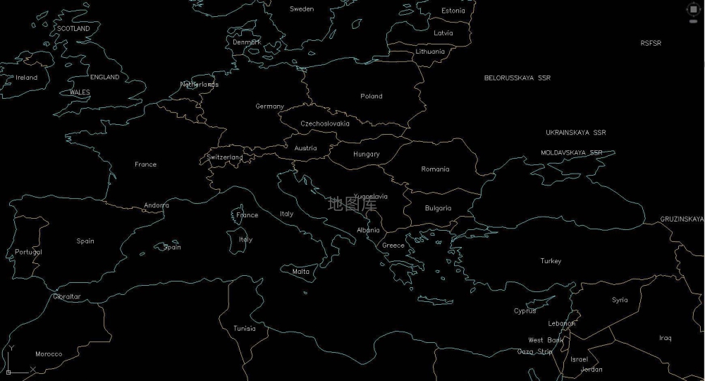 世界地图全区域CAD版完整版（中英文）_图6