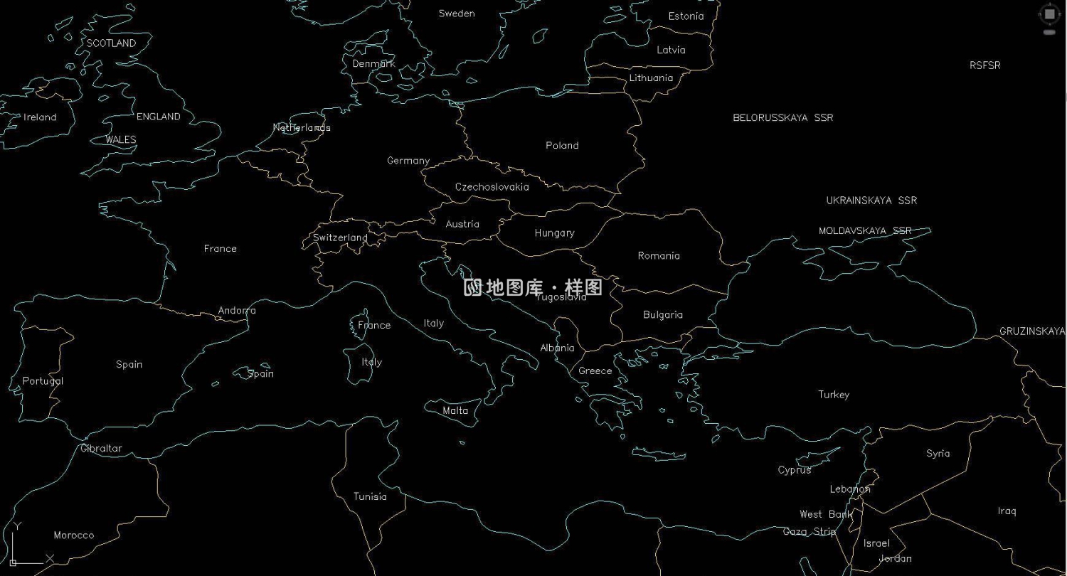 世界地图全区域CAD版完整版（中英文）_图6