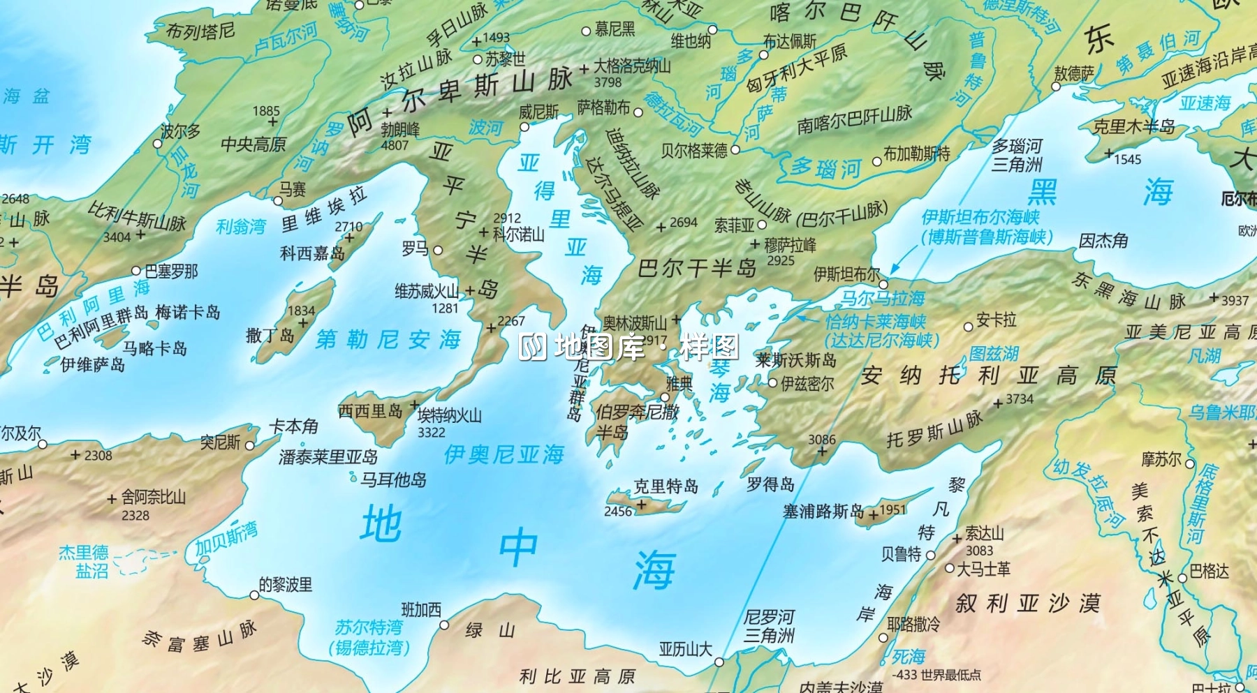 世界地形地势高清全图-世界山脉河流海洋等地图_图2