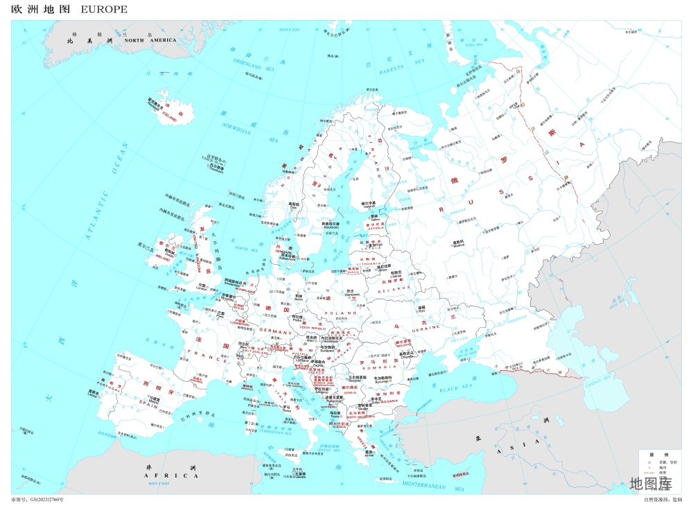 欧洲地图_欧洲地图高清版大图_白色版_图1