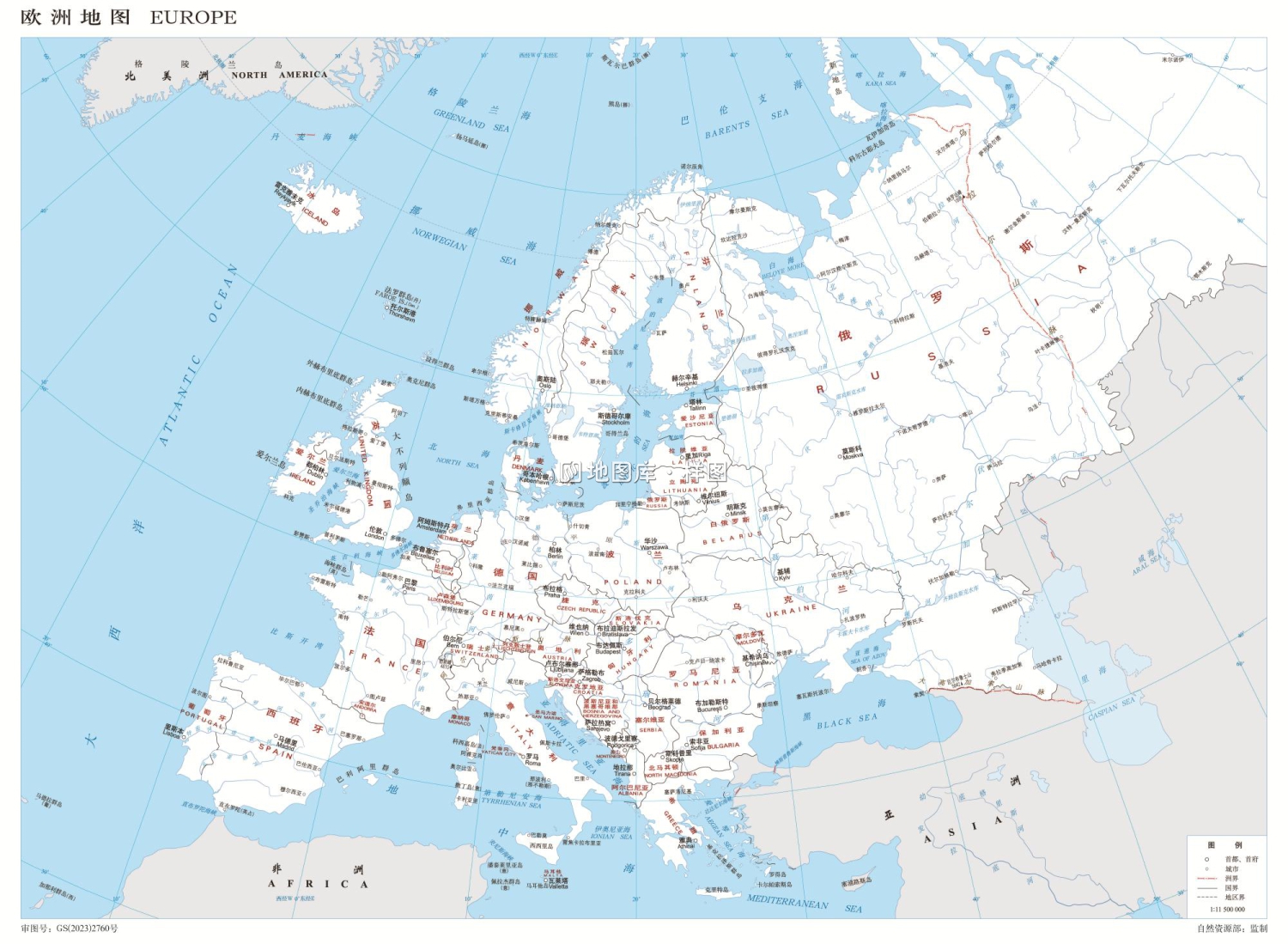 欧洲地图_欧洲地图高清版大图_白色版_图1