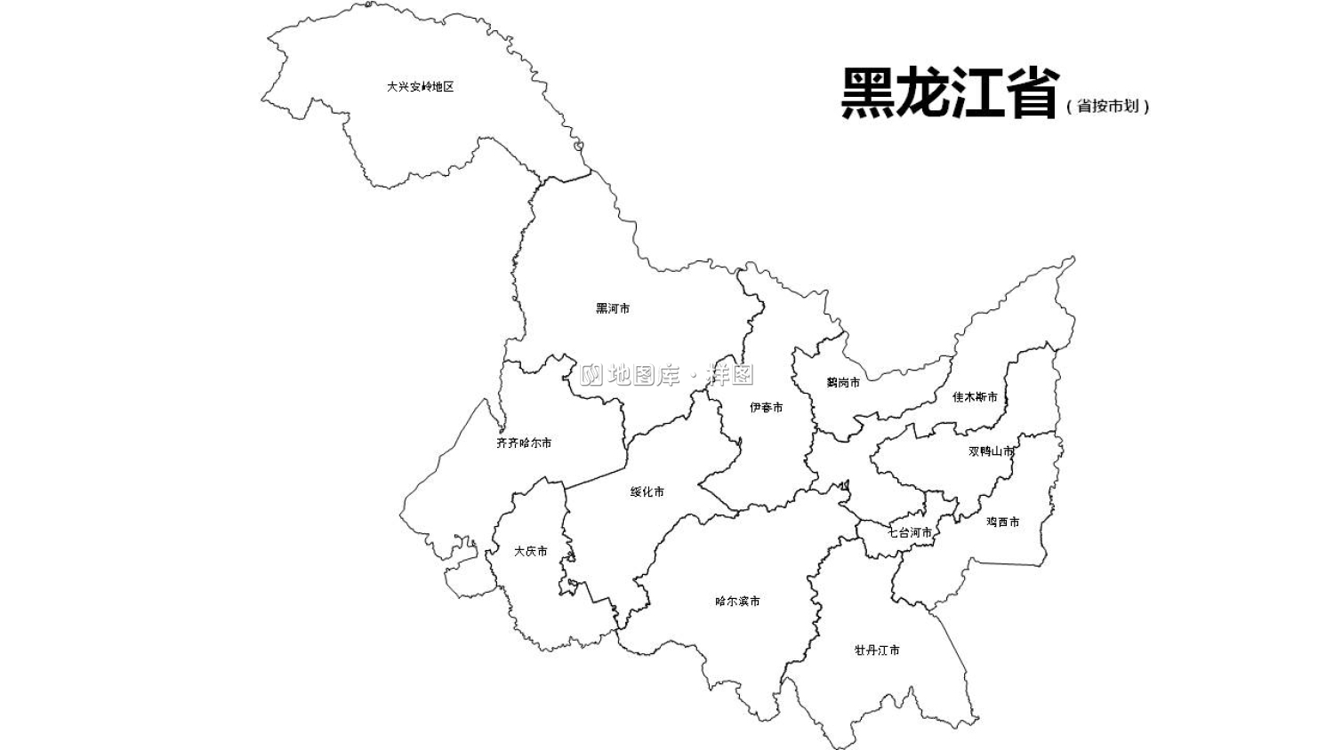 黑龙江全省市边界地图可编辑SVG、PPT矢量格式地图_图2