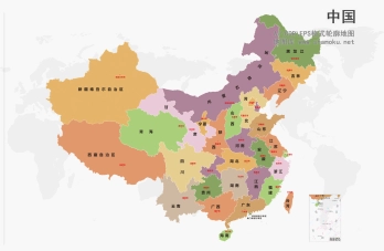 中国矢量地图源文件下载（各省分色块简洁版）