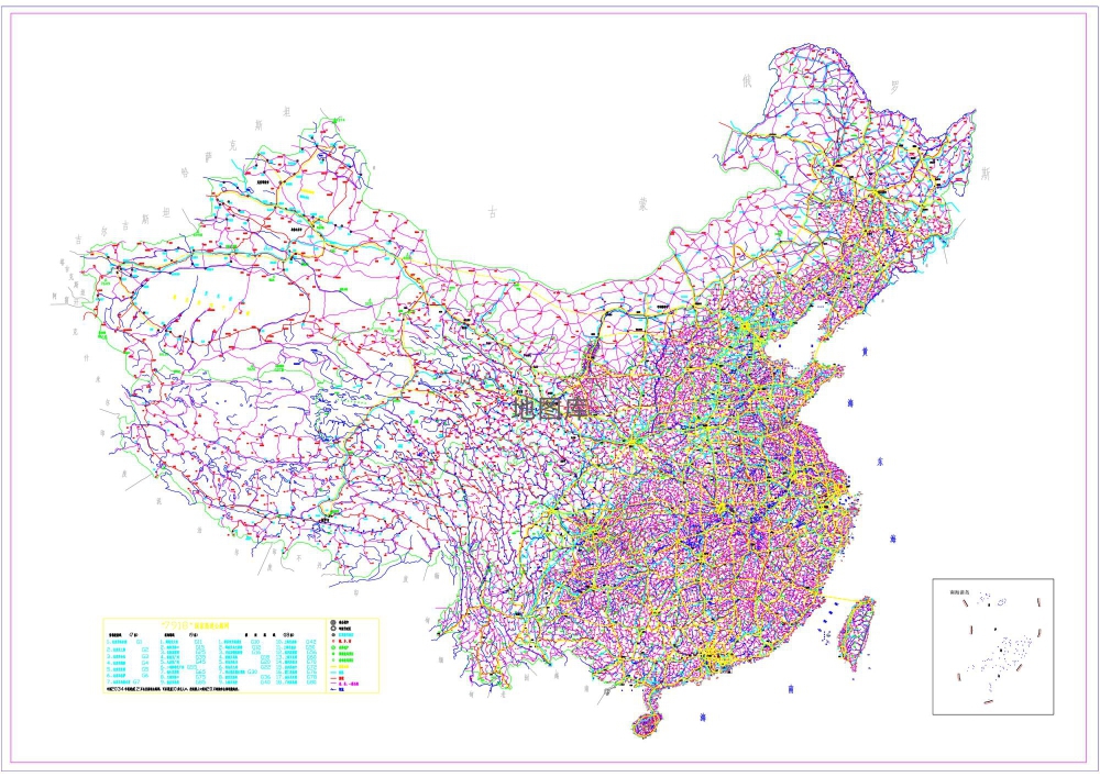 中国地图全区域（带地名路网水系）CAD版完整版_图1