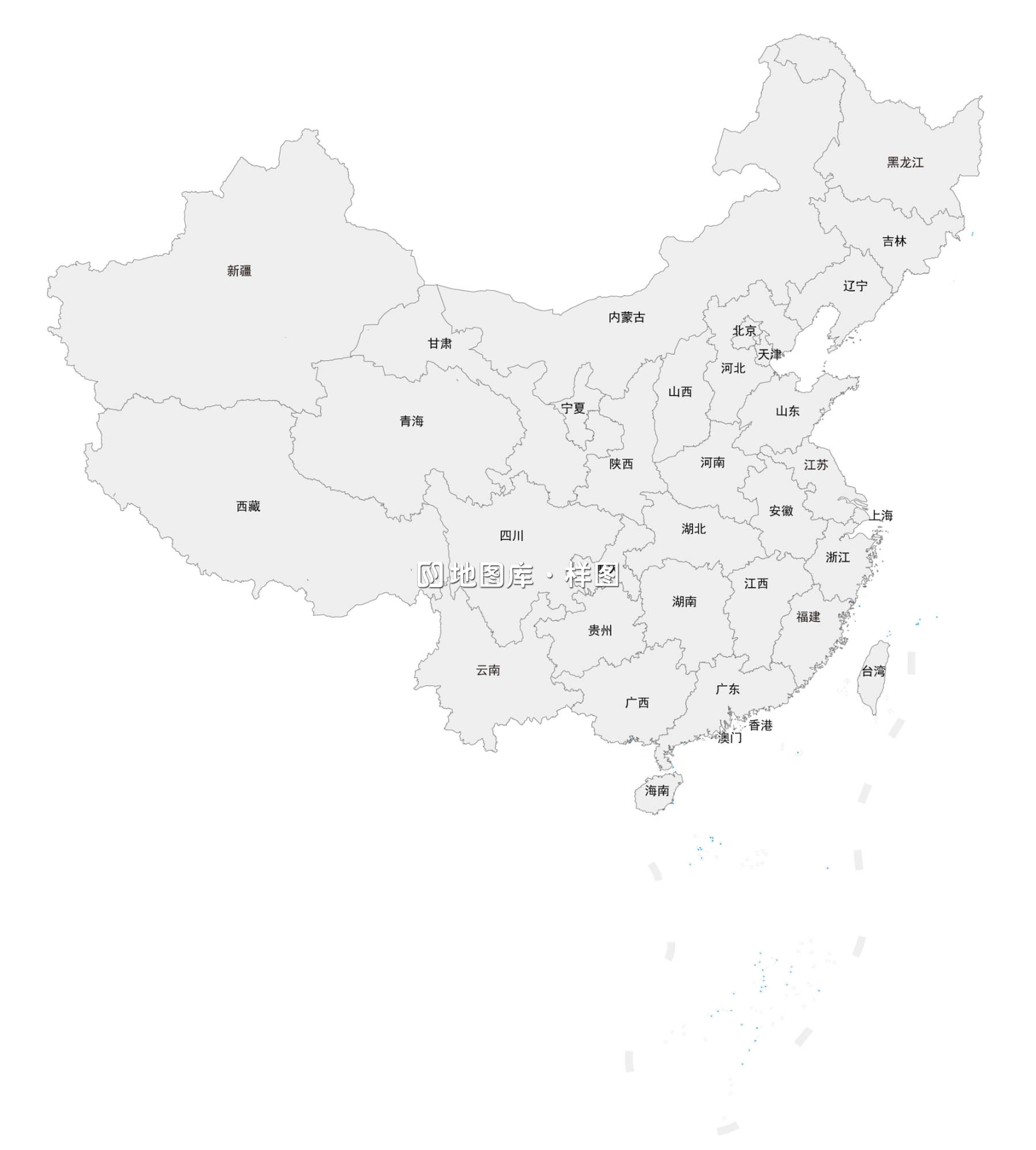 中国地图矢量可编辑填充ppt十段线精细边界灰色版_图1