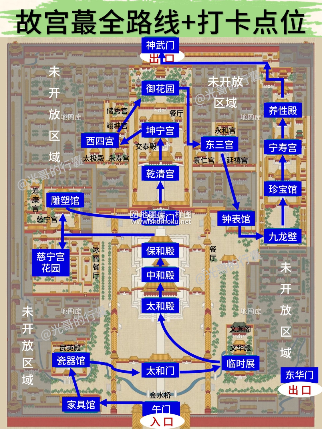 北京故宫游览地图-故宫建筑群平面图_图5