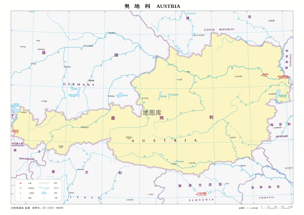 德国奥地利地图高清中文版_图1