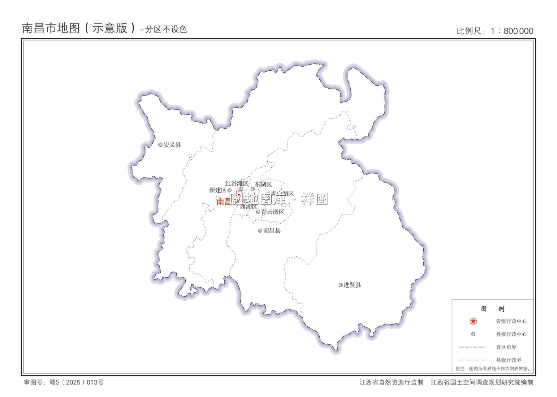 江西南昌市主题地图-市政区、交通、轮廓地图_图2