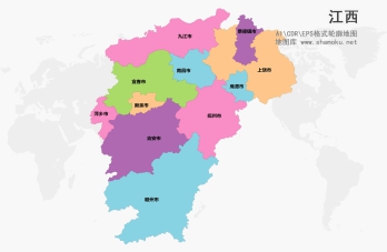江西轮廓简化版矢量地图最新电子版源文件