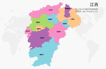 江西轮廓简化版矢量地图最新电子版源文件
