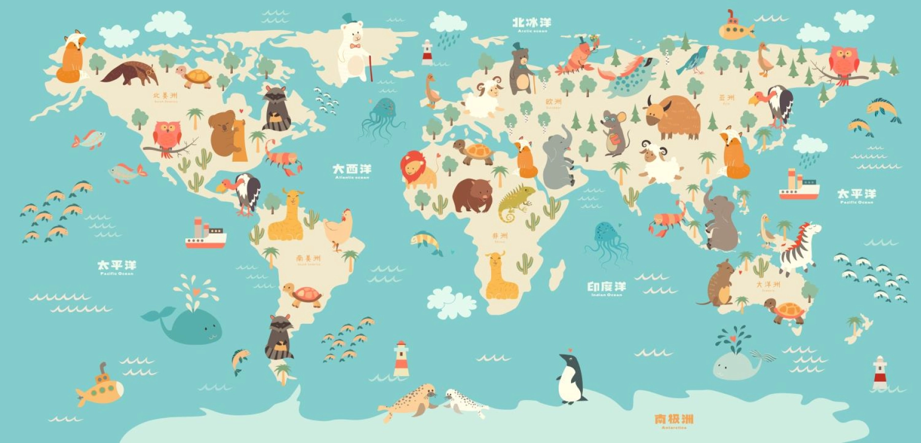 十款儿童卡通世界矢量地图源文件（AI/CDR格式）_图6