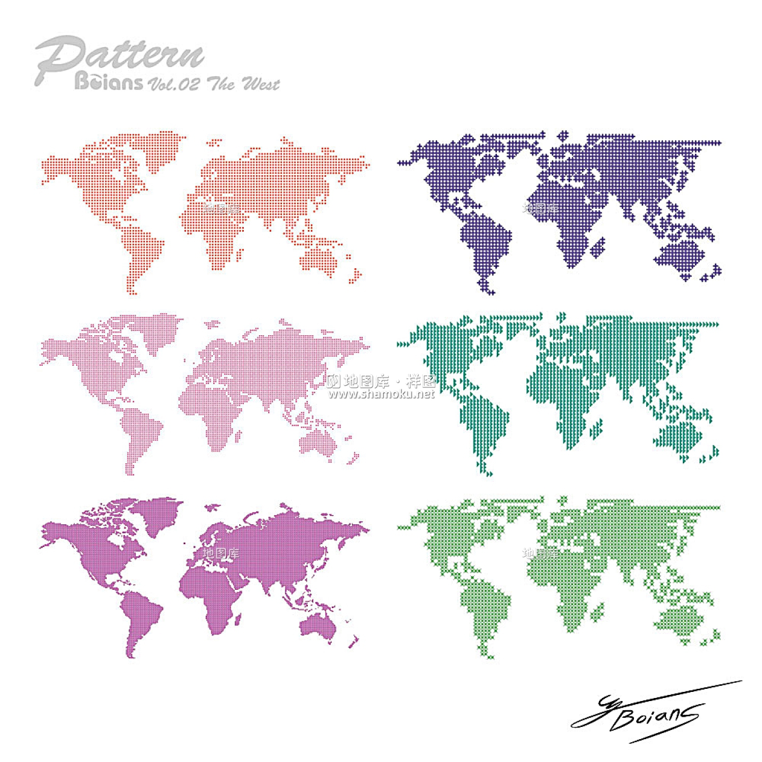 多款点线组成的世界地图矢量素材概念示意地图_图1