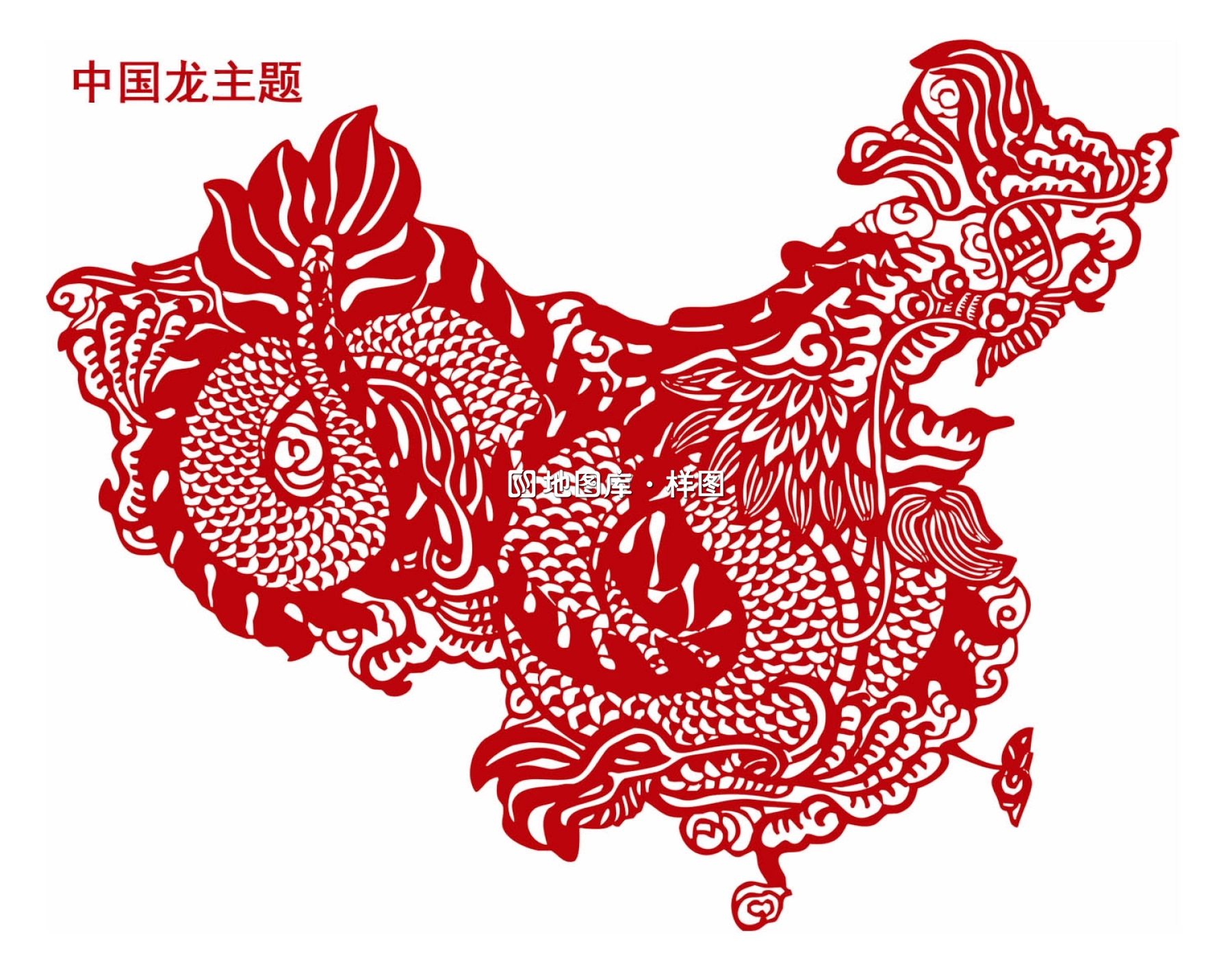 四种主题中国剪纸地图矢量格式_地图剪纸轮廓打印、雕刻_图3