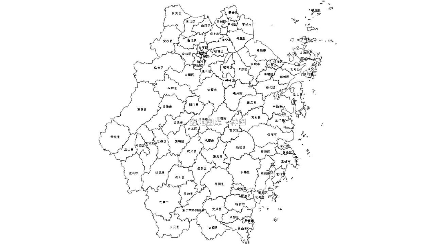 浙江全省市边界地图可编辑SVG、PPT矢量格式地图_图1