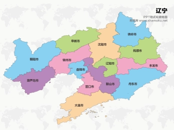 辽宁矢量地图简化轮廓ppt格式模板