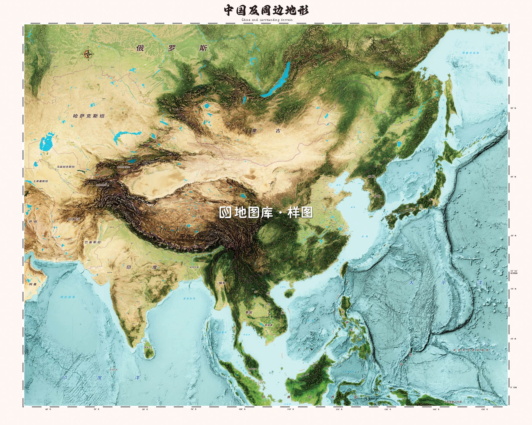 中国及周边地形地势地理3D地图_图3