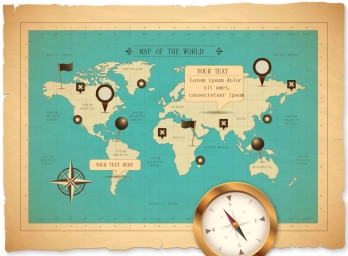 世界地图复古矢量地图（可编辑改文字改颜色增删）